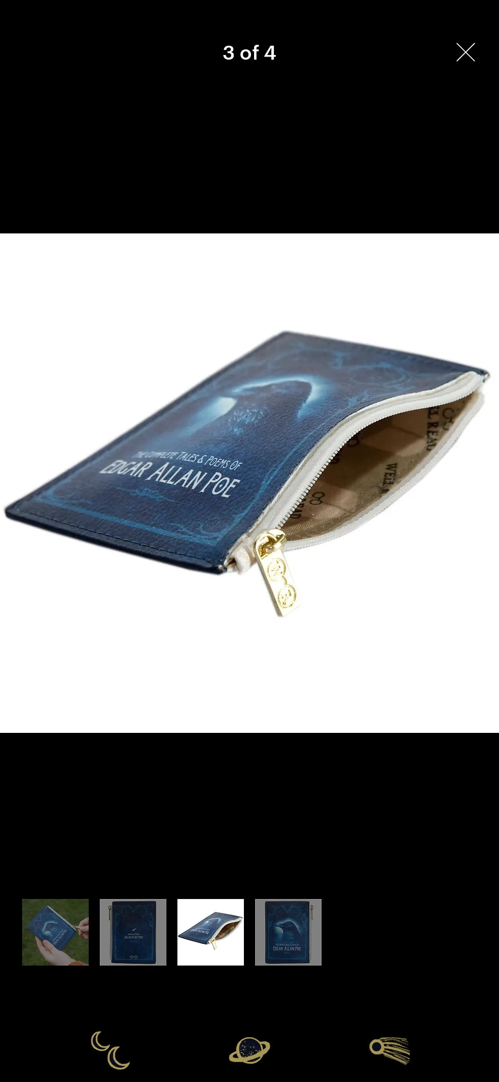 Thumbnail: Edgar Allan Poe's The Raven tote bag and book coin purse pouch purse card wallet
