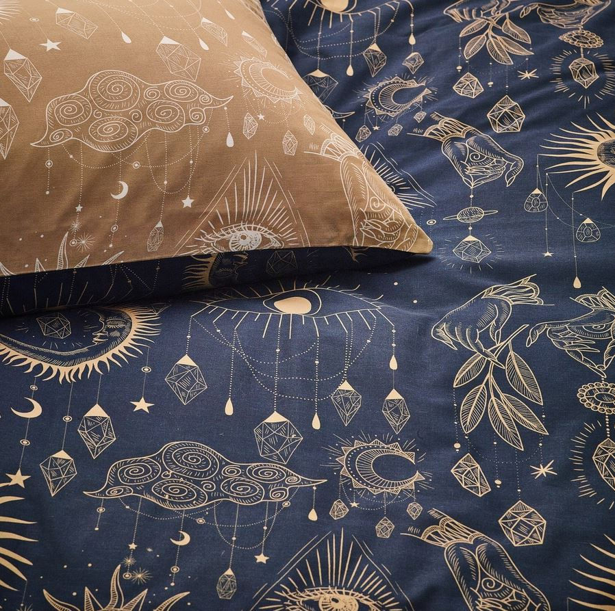 Μικρογραφία: Constellation Celestial Duvet Cover Set Gold/Navy - KING size