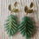 Thumbnail: Botanical Leaf Dangle Earrings – Gold & Green Resin Fern Design
