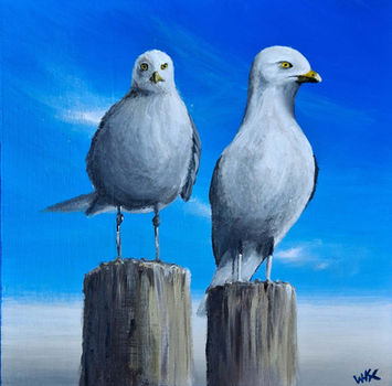 The artwork titled 'Keep A Lookout I'll Get The Chips' by The Painless Artist, a surrealist UK artist
