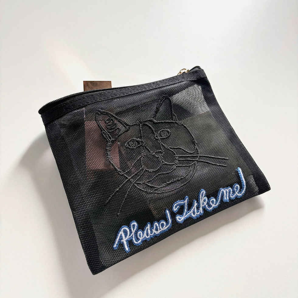サムネイル： ハチワレ メッシュポーチ(black)