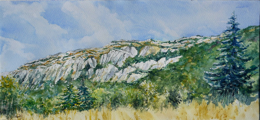 Galvani "Massif de la Sainte Baume" aquarelle