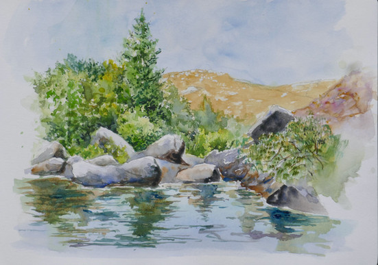 Galvani _Sources du Tarn_ aquarelle