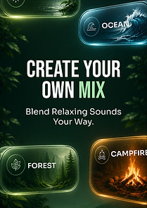 Rain, ocean, forest and campfire sound buttons in Healing Sounds
