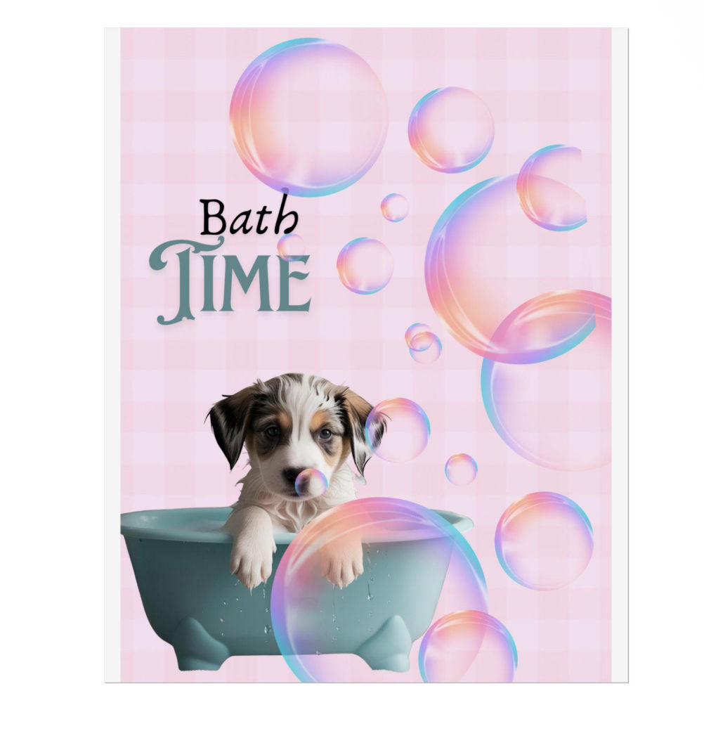 Cute Bath Time Puppy Poster