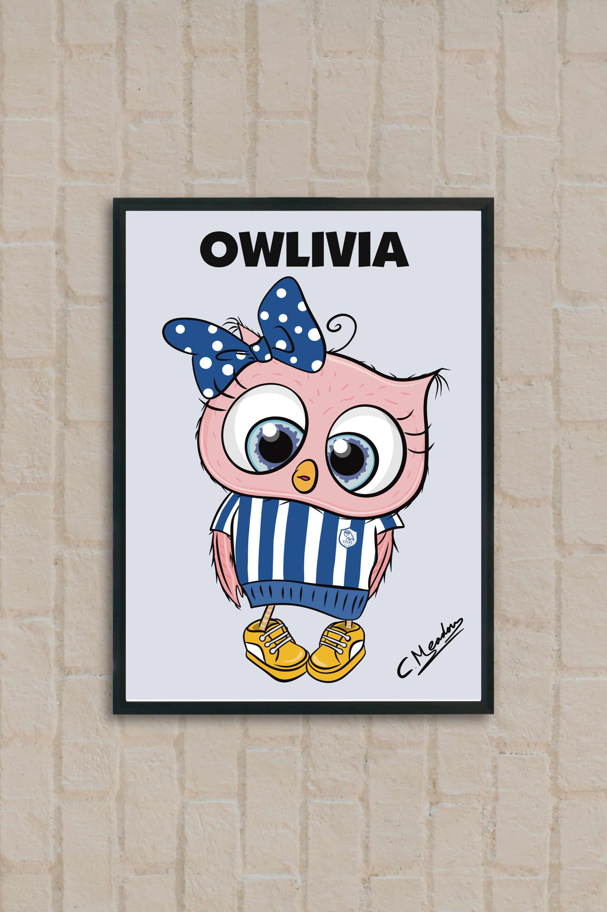 Sheffield Wednesday “Owlivia” Drawing Print Art 