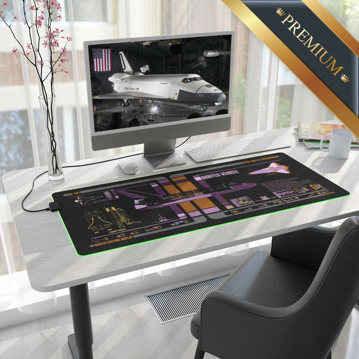 Space Shuttle Enterprise LCARS LED Gaming Mouse Pad