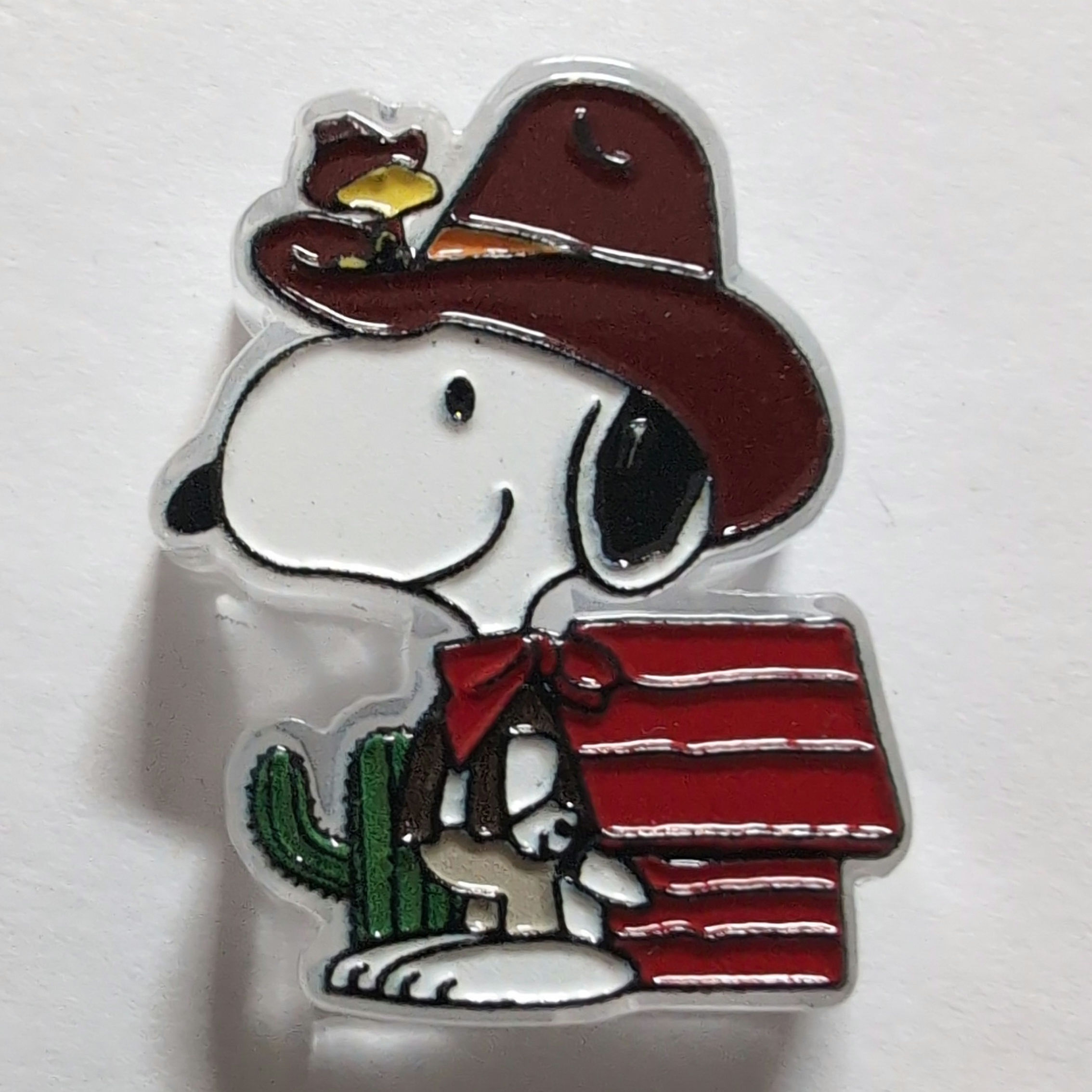 Snoopy and Woodstock and cowboy hats with a cactus - Acrylic focal beads