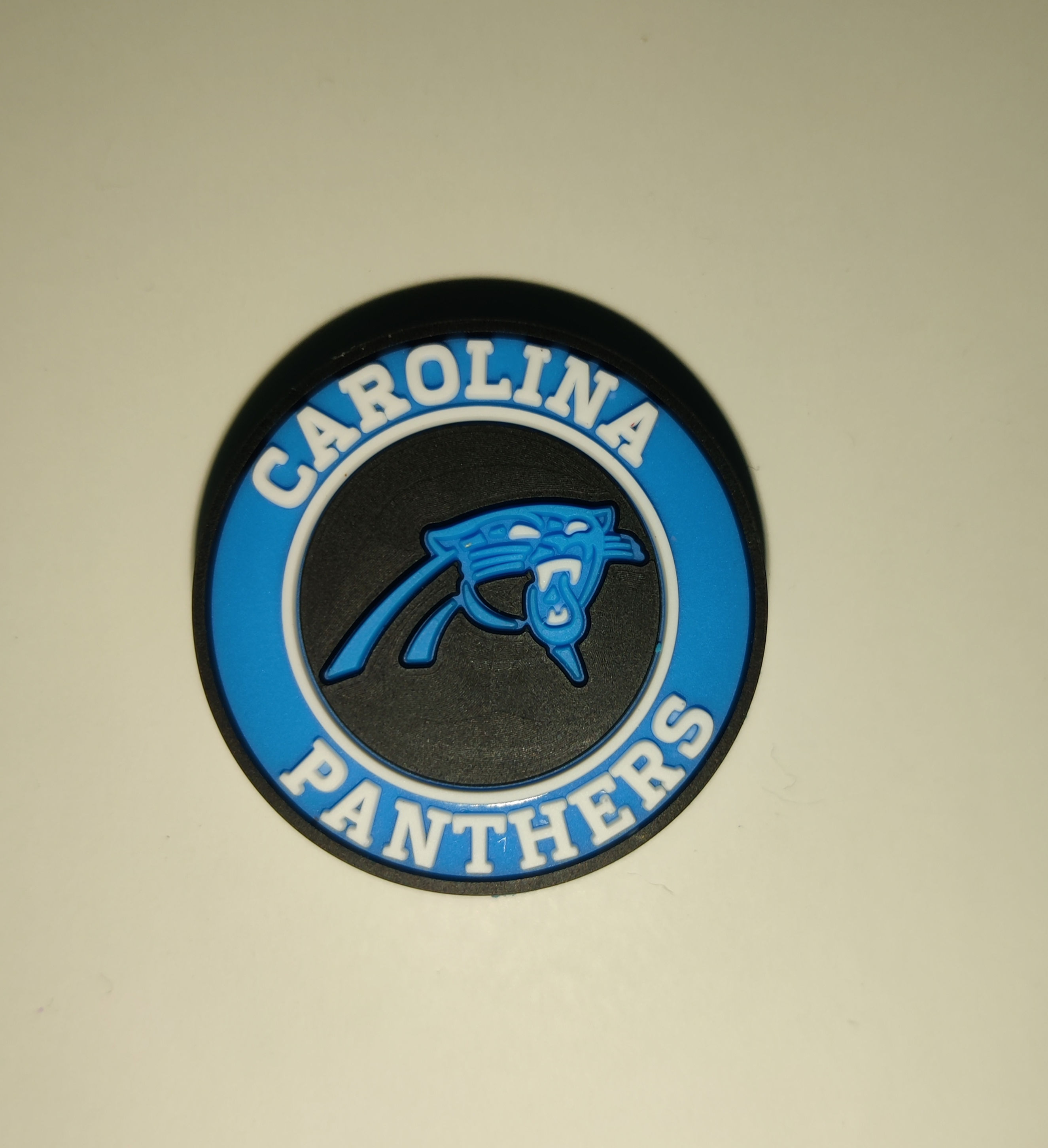 Carolina Panthers round silicone focal bead