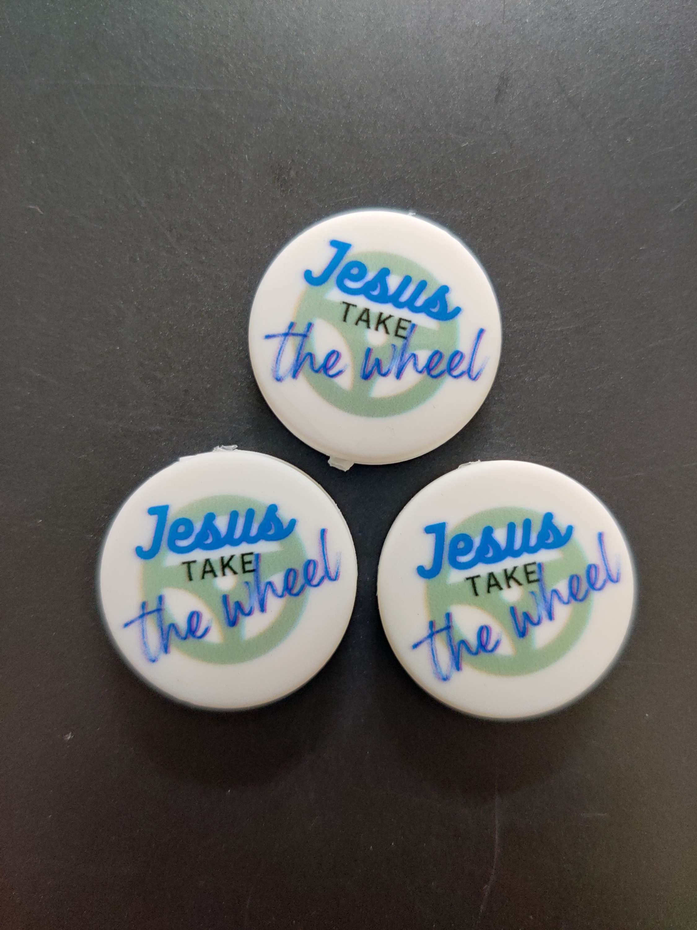 Jesus Take the Wheel round focal bead