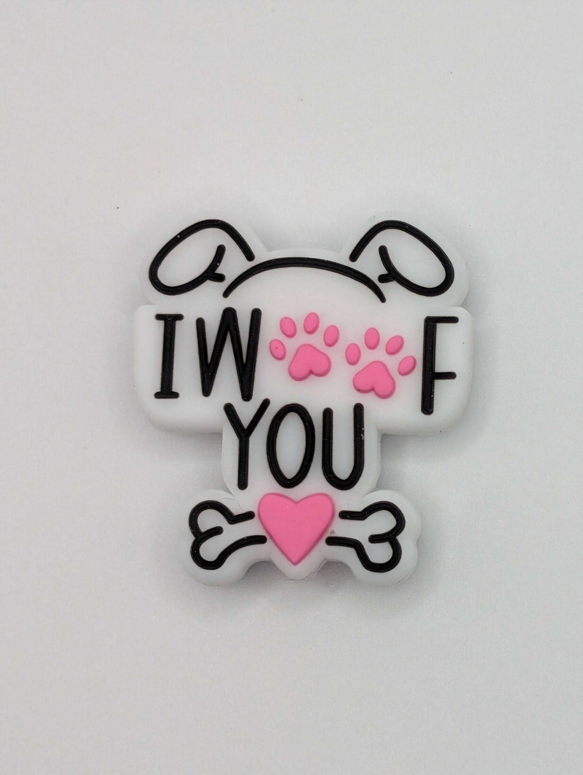I woof you silicone focal bead