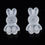 Thumbnail: Frosted Acrylic Rabbits / Bunnies Beads, Clear - 24.5mm x 14.5mm x 11mm