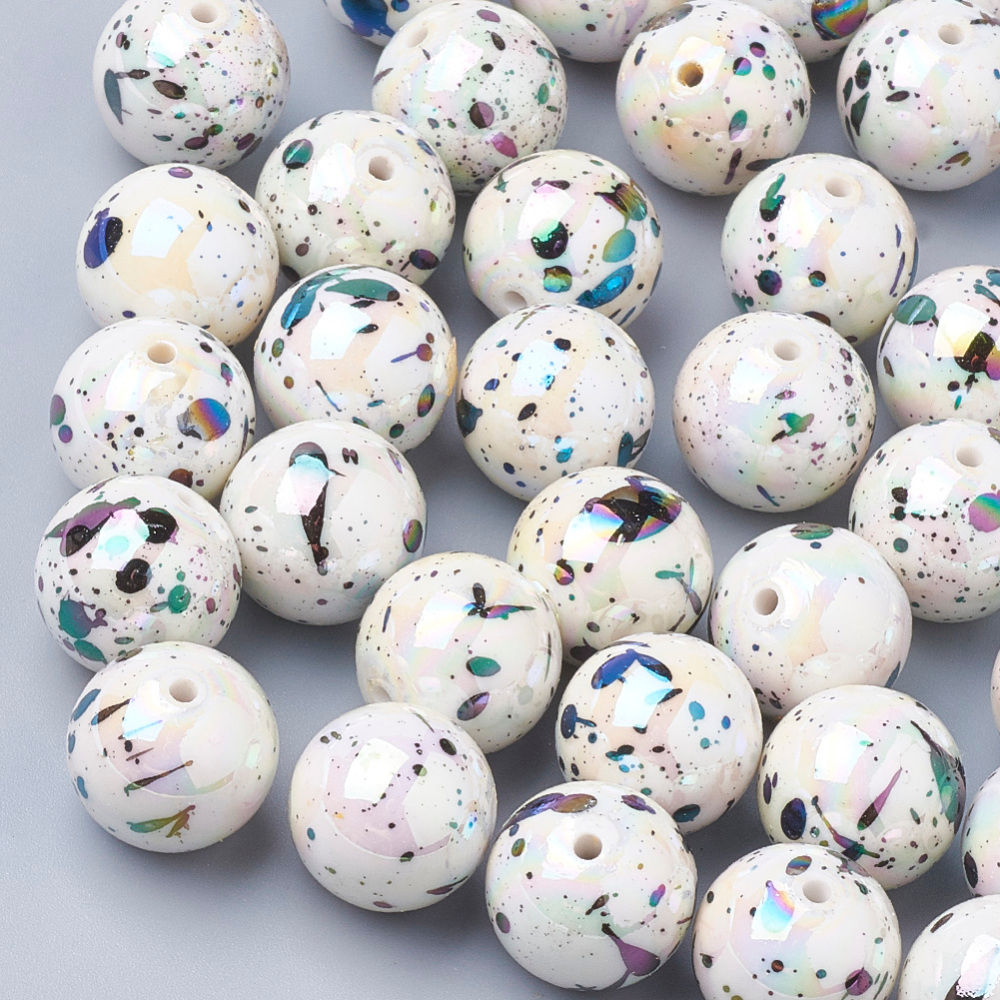 AB-Color Spray Painted Acrylic Beads, Round - 14mm