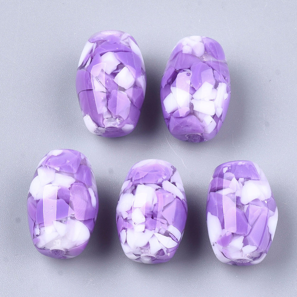 Imitation Gemstone Chips, Resin Beads, Oval, Blue Violet - 18mm x 13mm