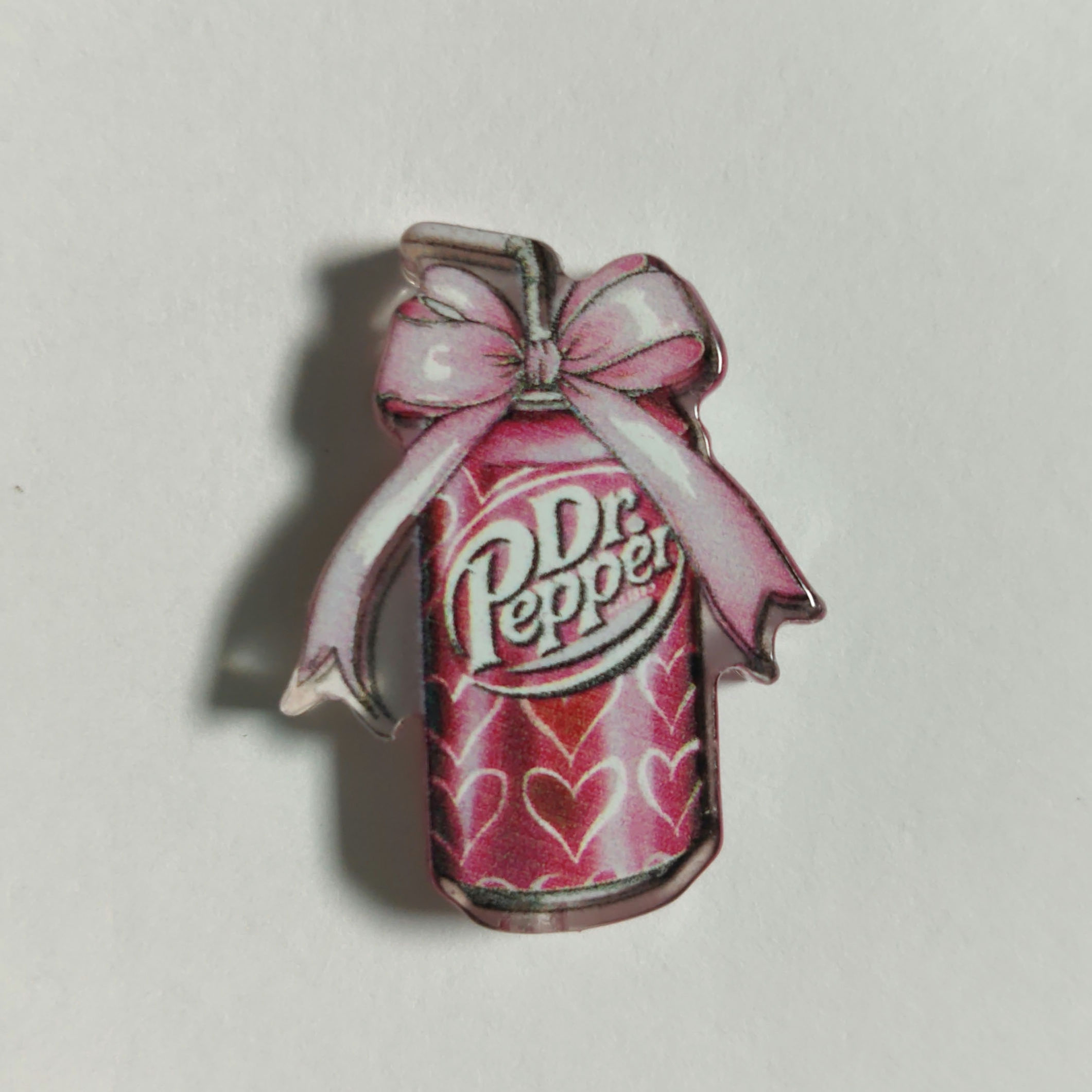 Dr Pepper can Pink bow acrylic focal beads