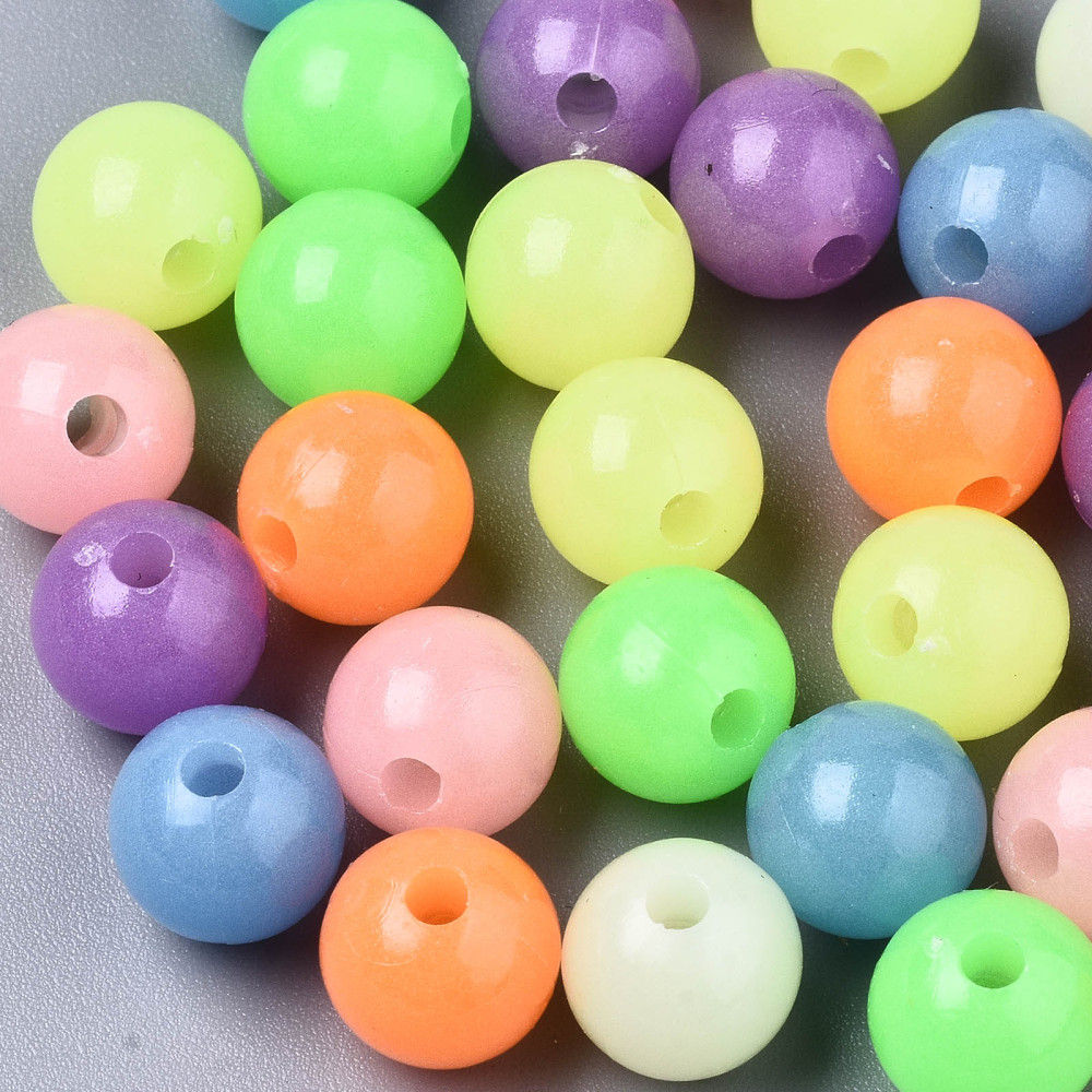 Glow in the Dark Acrylic Beads, Assorted Colors - 10mm