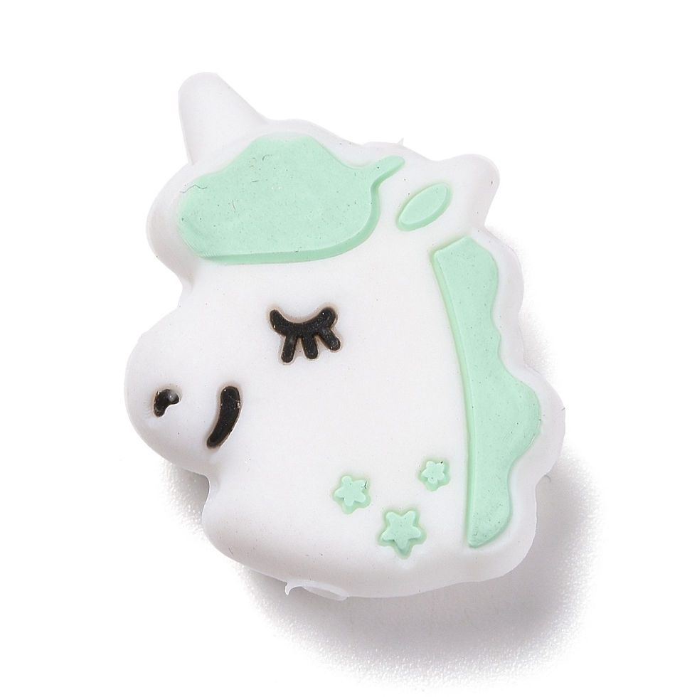 Unicorn Silicone Bead, Light Green/focal - 27.5mm x 22mm x 10.5mm - Focal