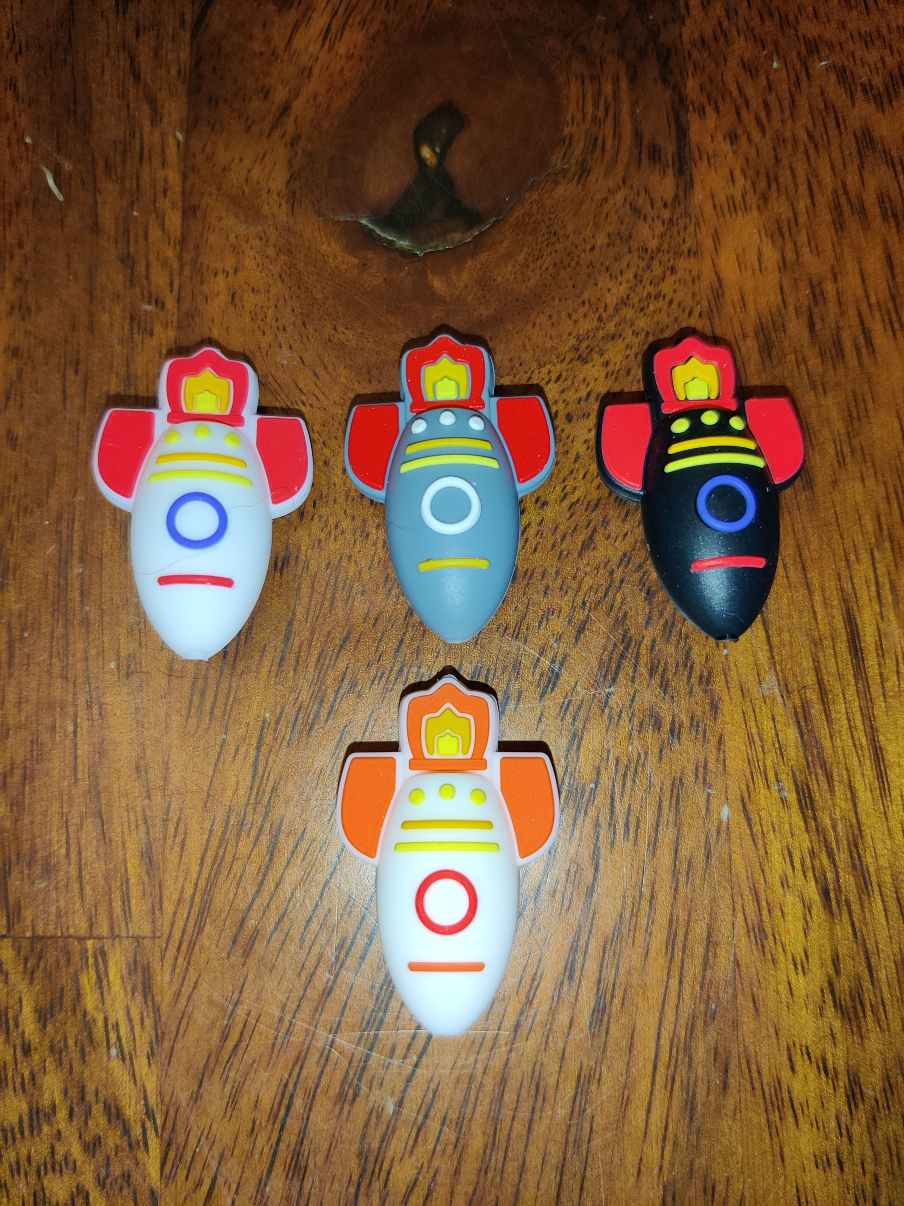 3D Rocket ship silicone focal bead