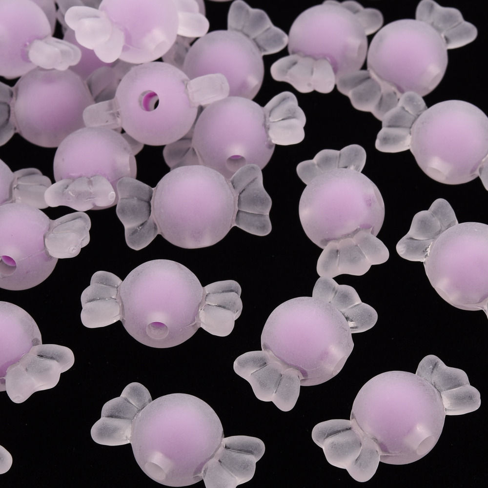 Frosted Candy Bead in Bead, Transparent Acrylic Beads, Plum - 12mm x 22mm
