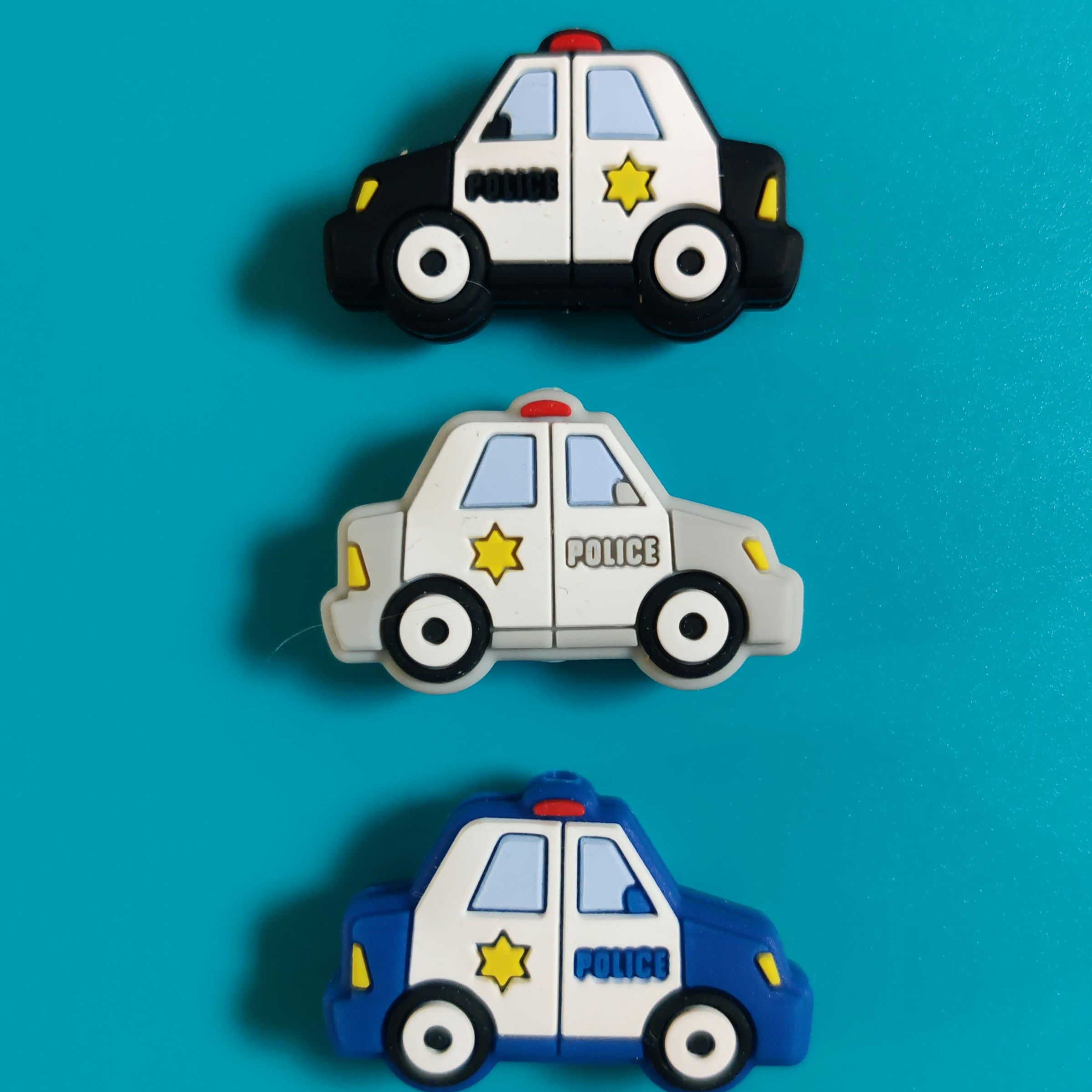 Police car silicone focal bead