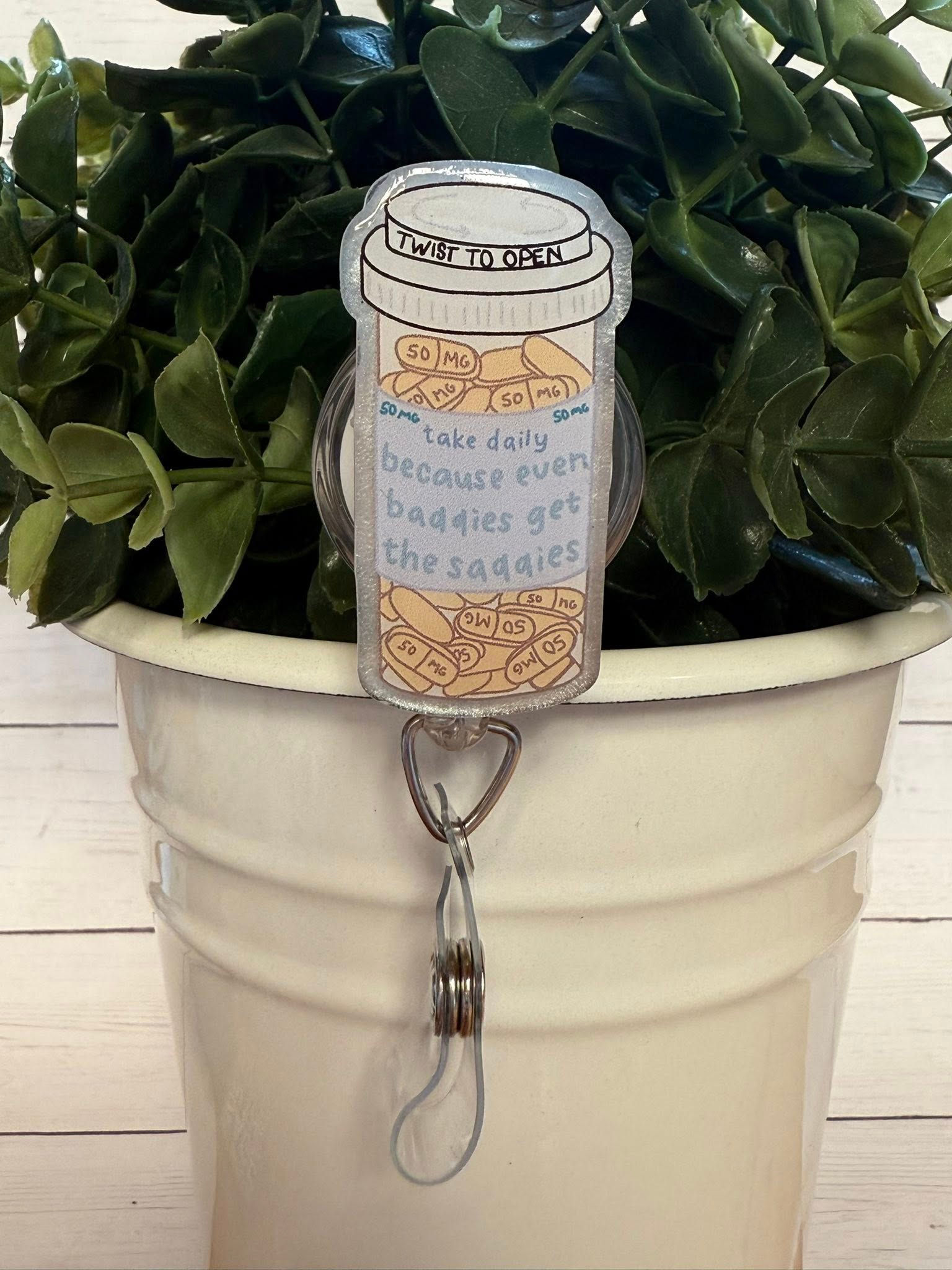 HAND DRAWN Baddies get the saddies pills-white mica