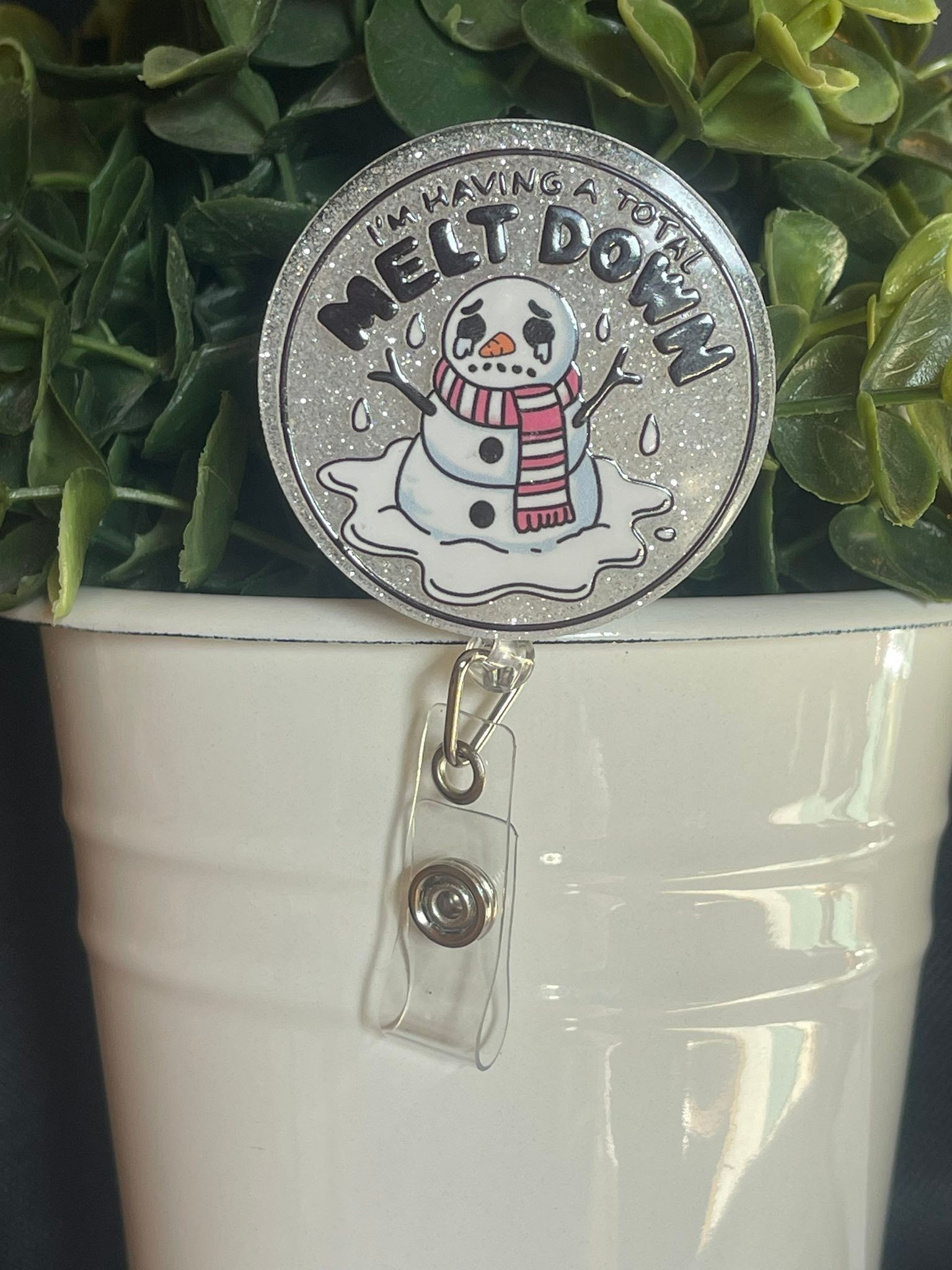 HAND DRAWN Snowman Meltdown-white glitter