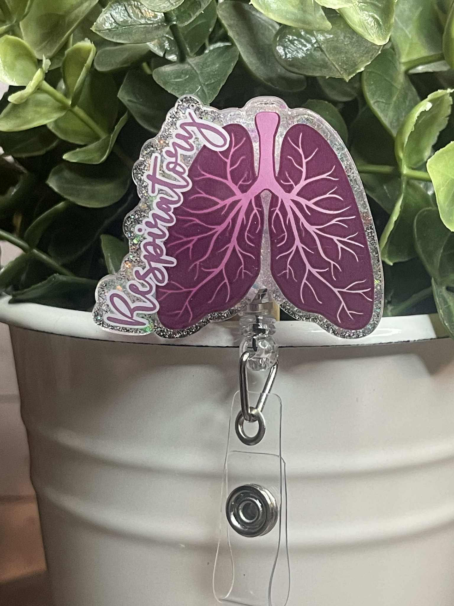 Respiratory Lungs -White Glitter