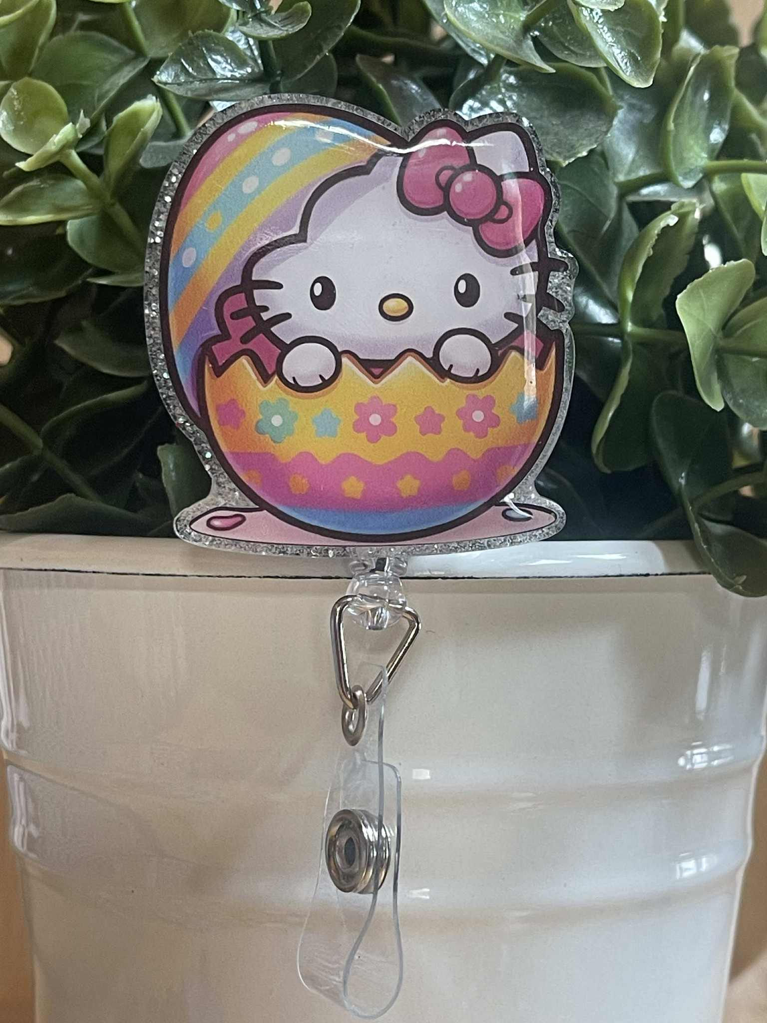 Hello Kitty in Easter Egg-Silver Glitter