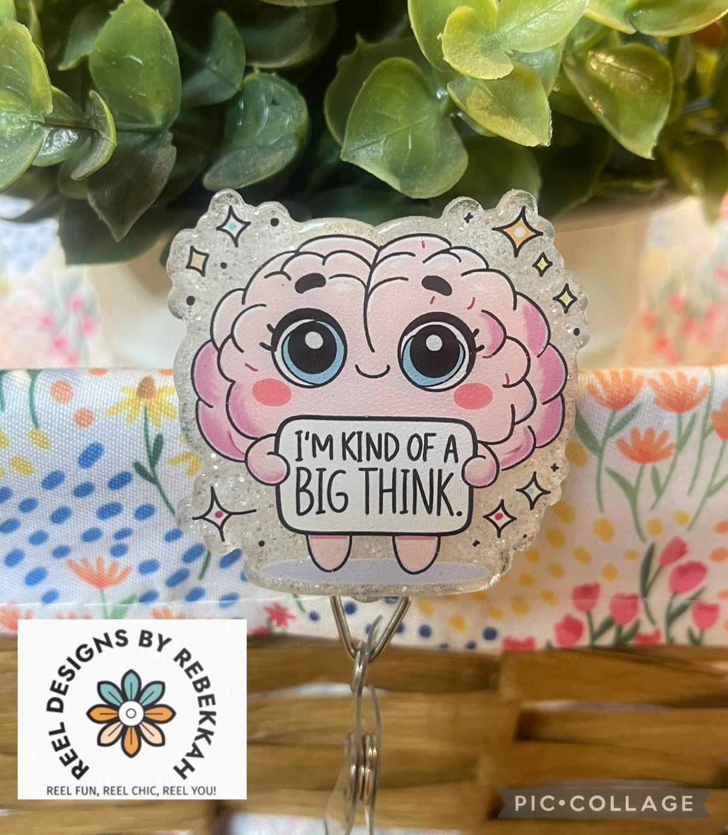 HAND DRAWN I'm kind of a big think brain-white glitter