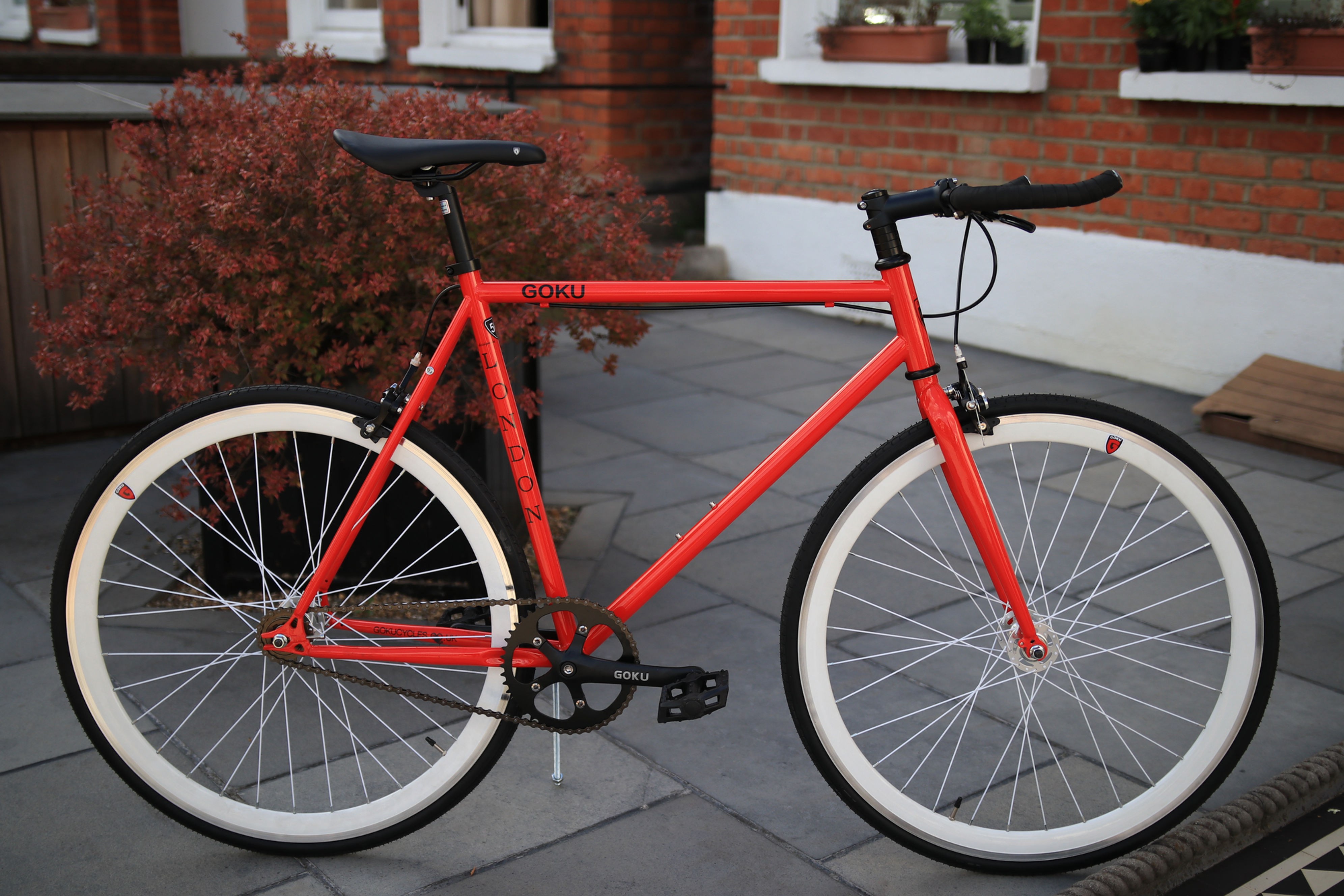 Goku Red Single Speed Fixed Gear with white wheel