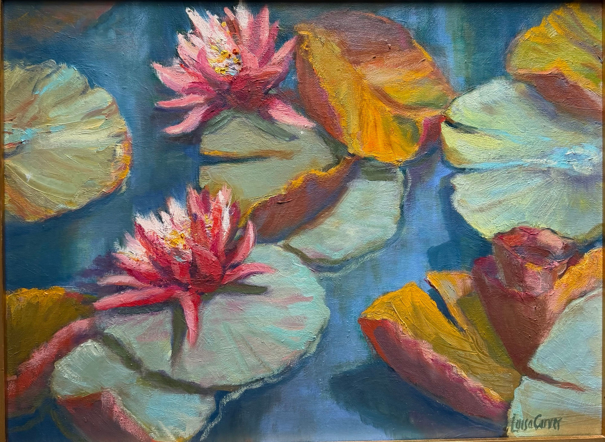 Pink Water Lilies, by Luisa Carver