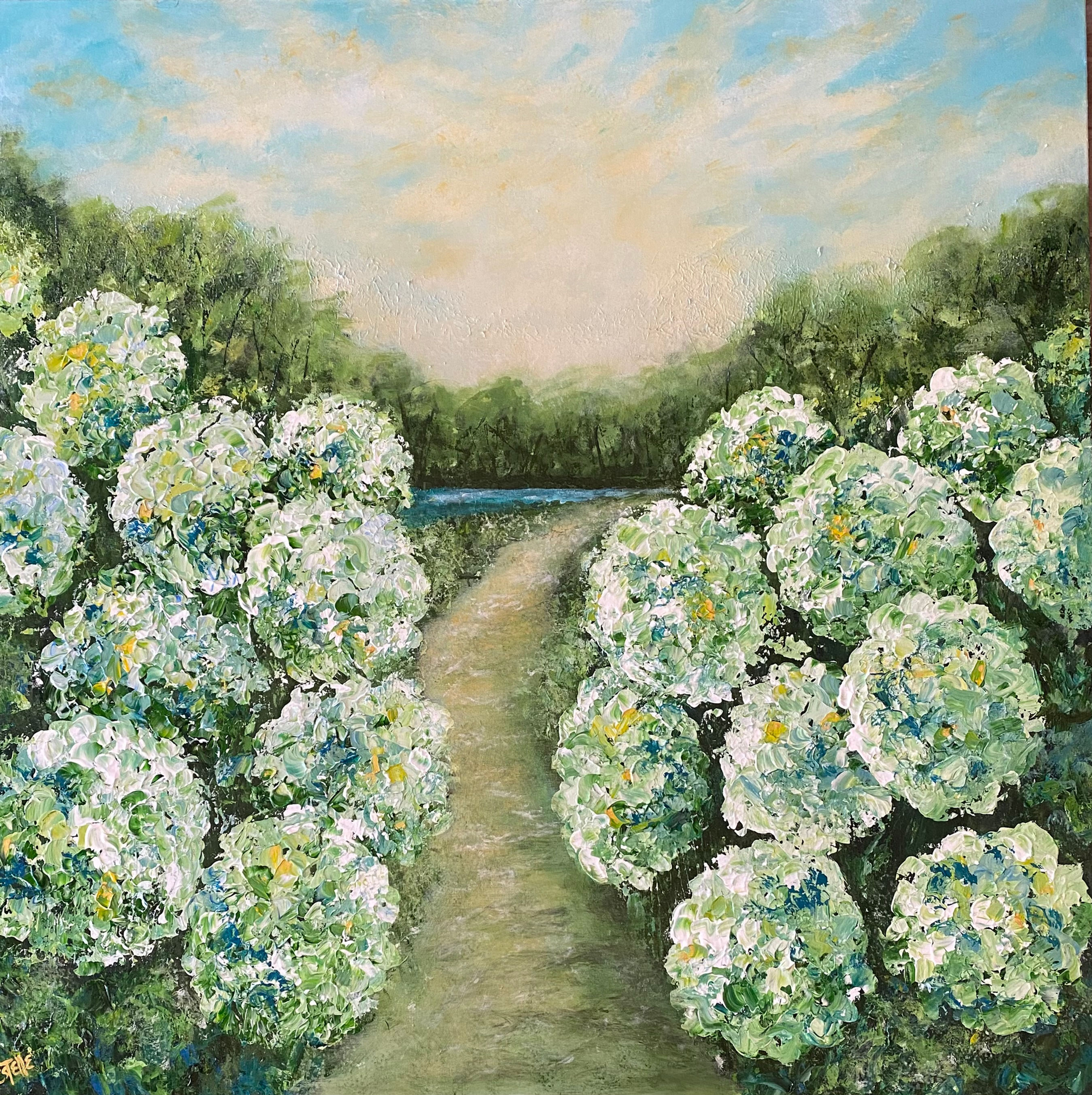 Hydrangeas On My Path #2, by Estelle Conover