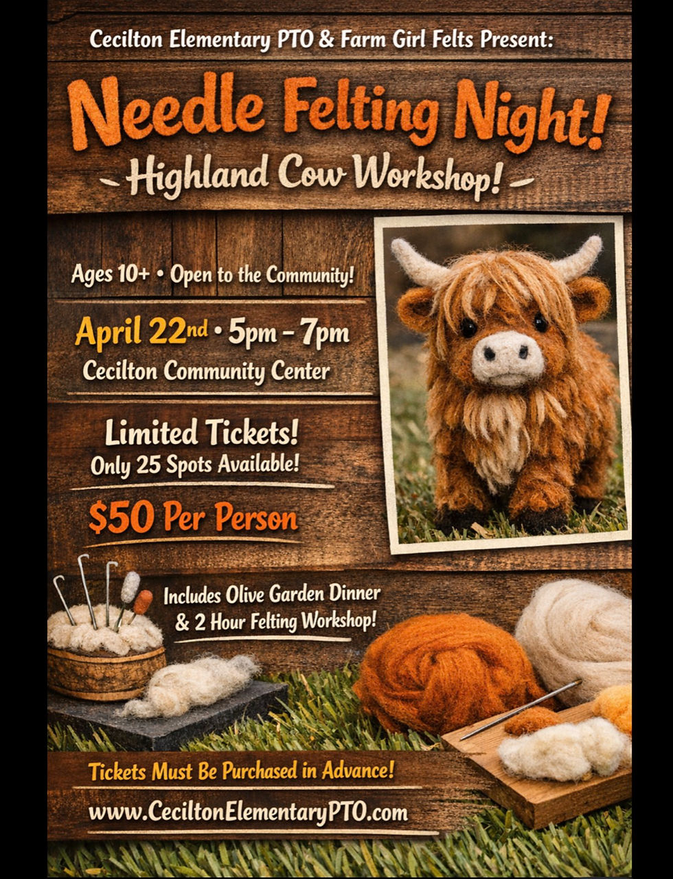 Highland Cow Needle Felting Night