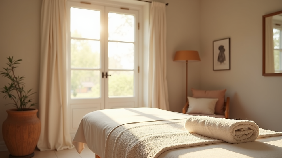 Eye-level view of a peaceful therapy room