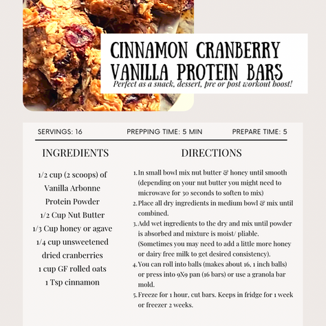 Cinnamon Cranberry Vanilla Protein Bars