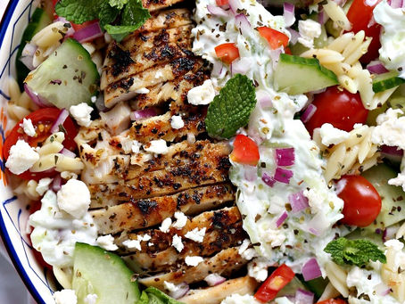 GREEK CHICKEN ORZO POWER BOWLS