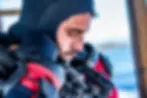 Philip Christoff gearing up for an exploration dive