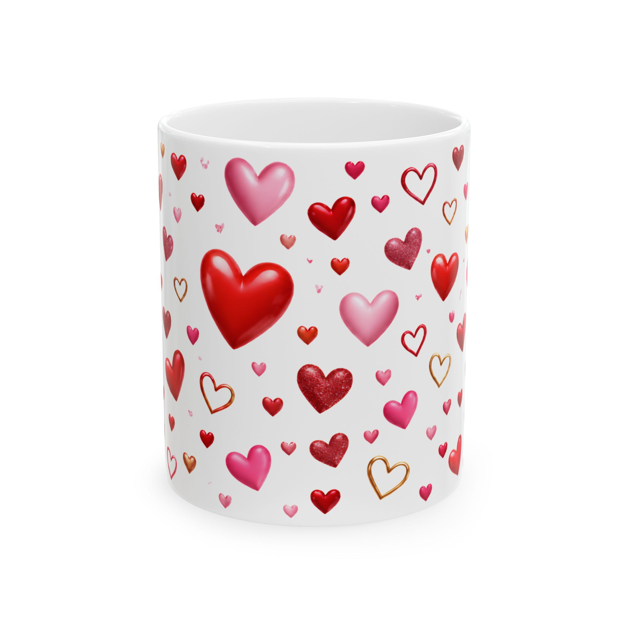Heart Pattern Ceramic Mug — Valentine’s Day Coffee Cup (11oz & 15oz)
