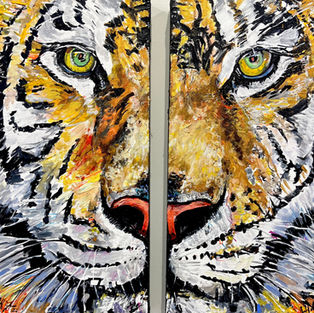 Colorful acrylic painting of Bengal tiger