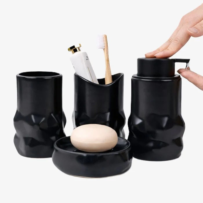 Thumbnail: BosilunLife Pockmark Foaming Bathroom Set Recycled Eco-Clay