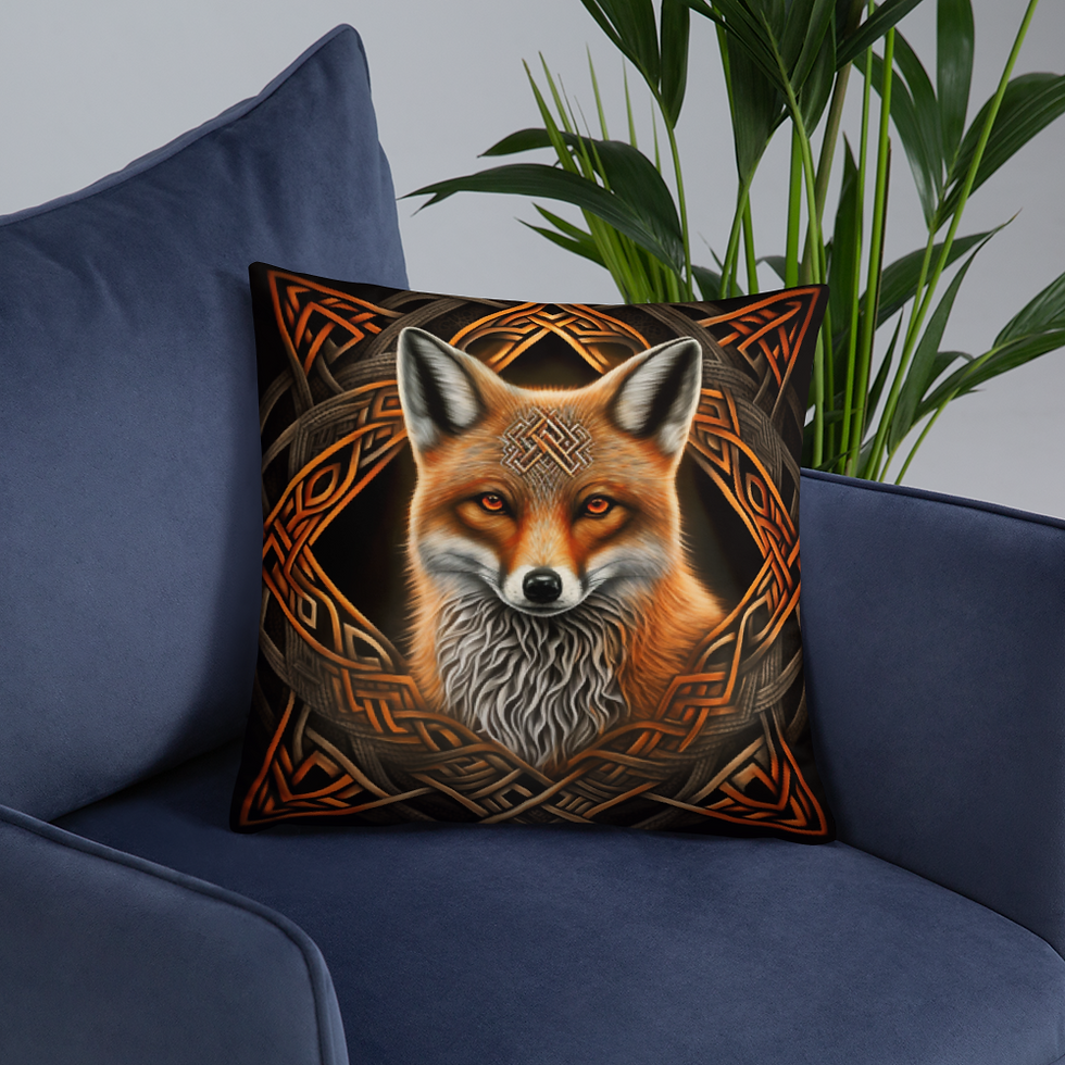 Thumbnail: Celtic fox pillow with insert - gothic witchy house - pentagram wicca wiccan