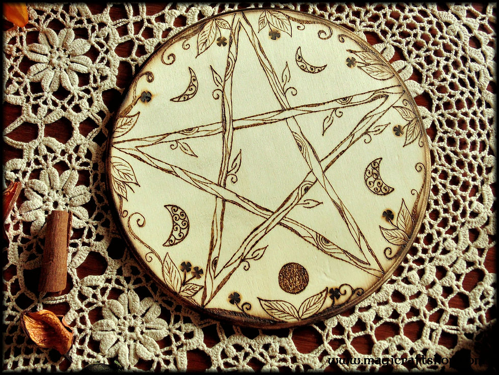 Thumbnail: Pentacle with moon phases wicca altar base