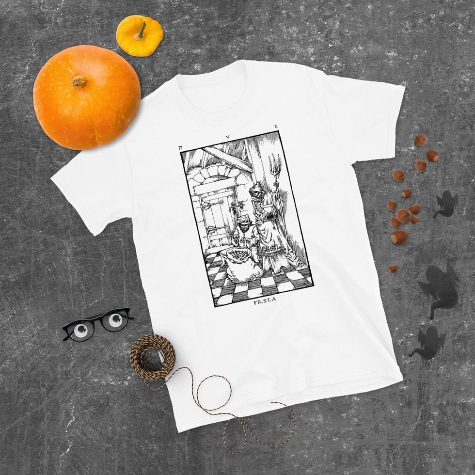 Thumbnail: Ninth gate LCF engraving t-shirt unisex - cotton white - 5th engraving LCF