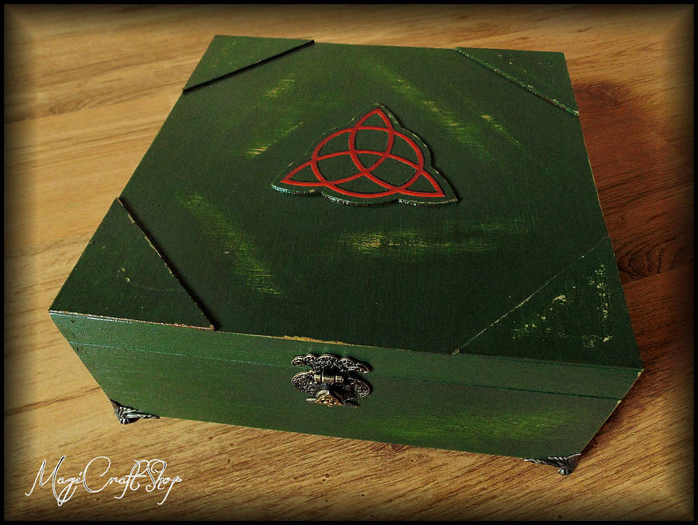 Thumbnail: ORIGINAL CHAREMED BOX with original book of shadows, wooden box and pendulum