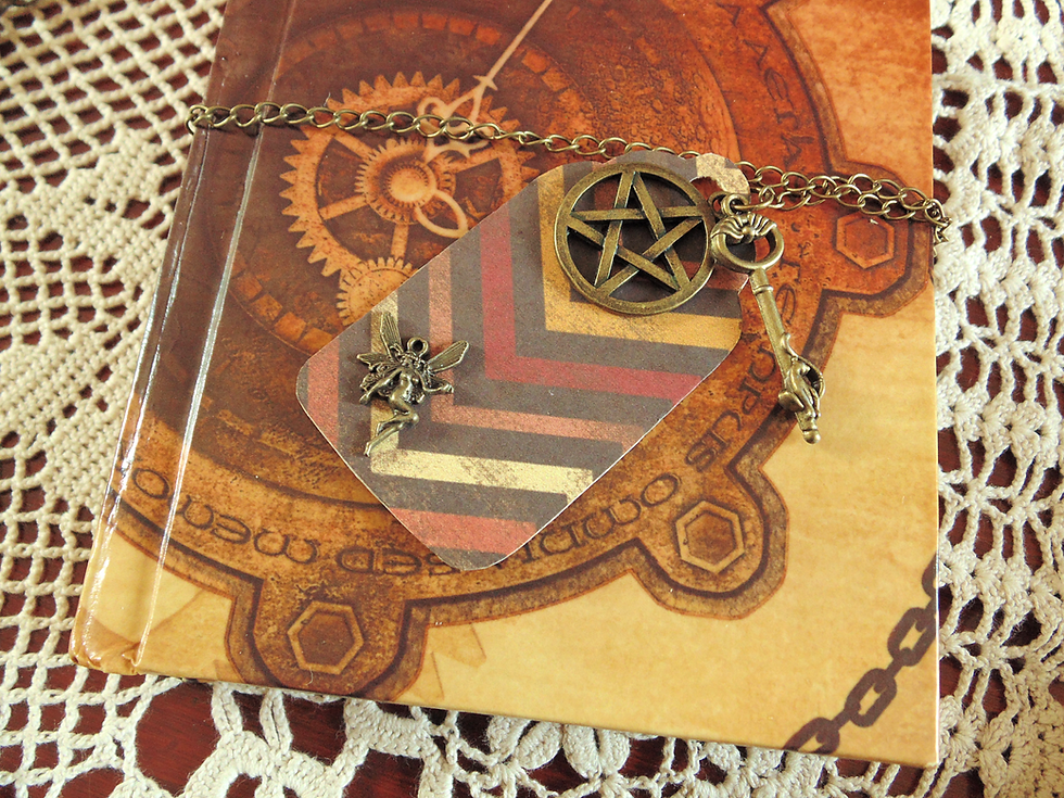 Thumbnail: Steampunk book of shadows - A6 size - blank pages, wicca journal grimoi