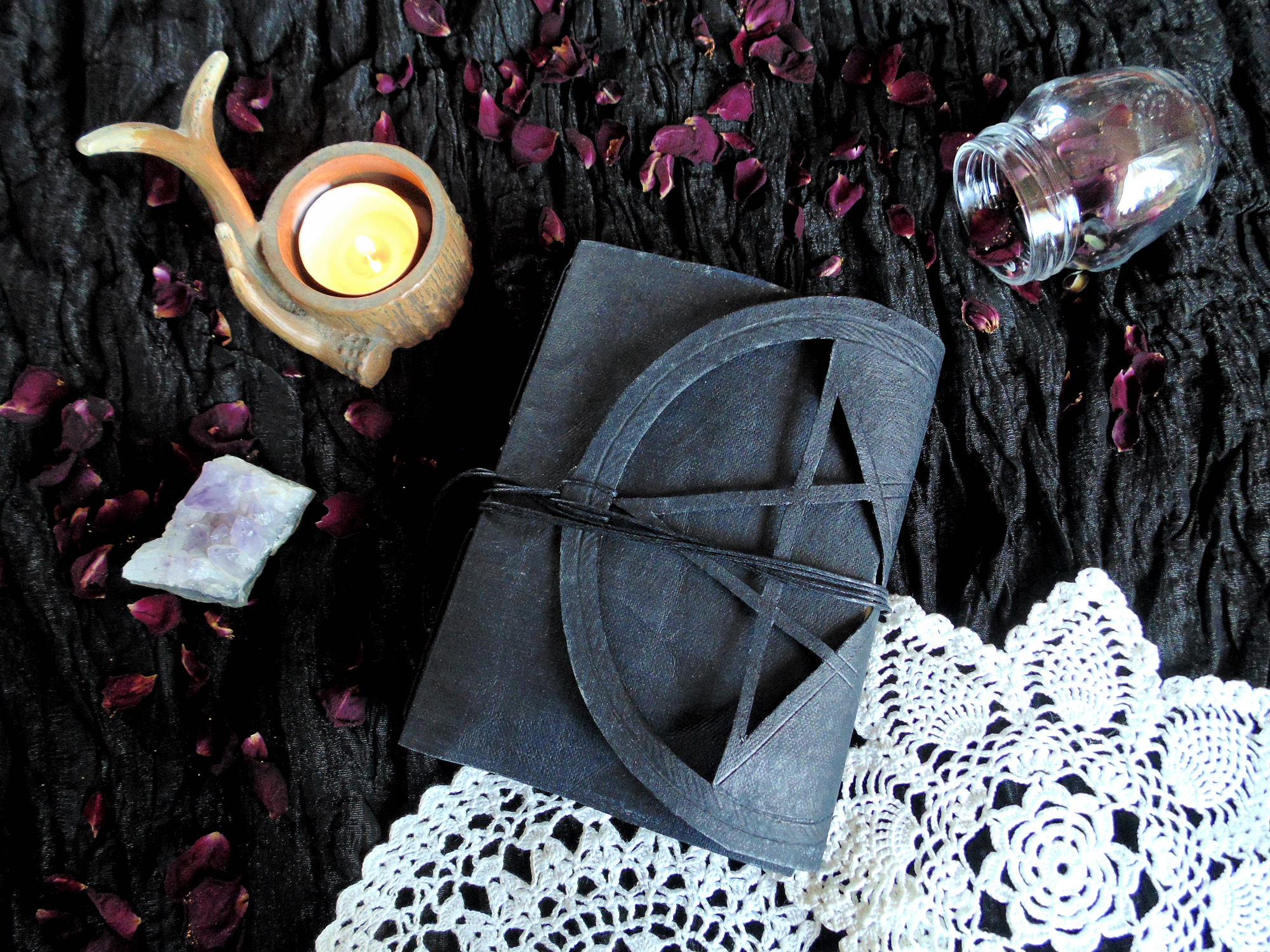 Book of shadows PENTACLE with ancient cover - small size 16x11 cm