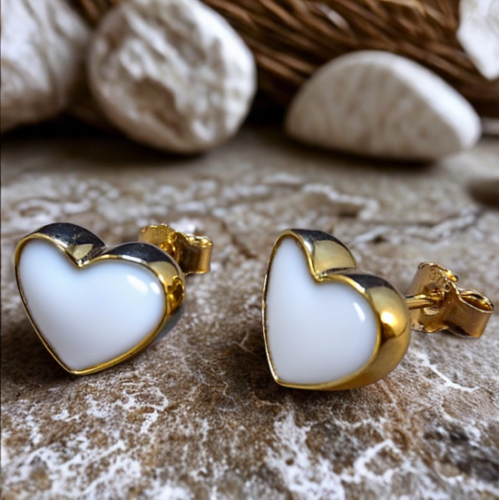 Breastmilk Solid Silver/Gold Heart Stud ⢠Handmade Silver Keepsake ⢠Custom Resin Jewelry ⢠Breast Milk Memorial earrings ⢠gift for mom