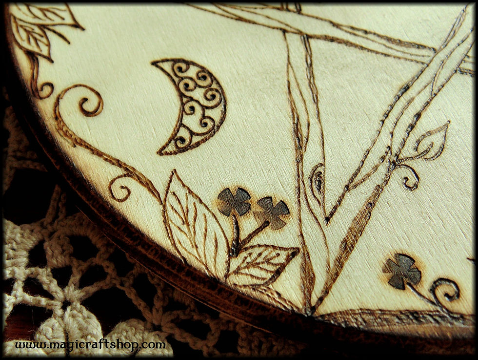 Thumbnail: Pentacle with moon phases wicca altar base