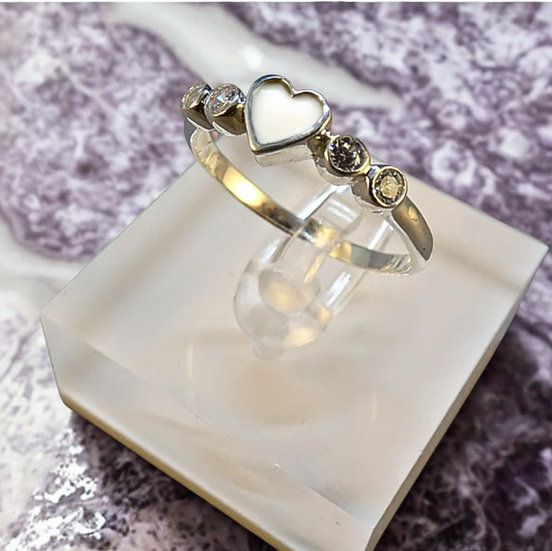 Breastmilk Heart Ring with zirconia β’ Handmade Silver Keepsake β’ Custom Resin Jewelry β’ Breast Milk Memorial Ring β’ gift for mom - custom