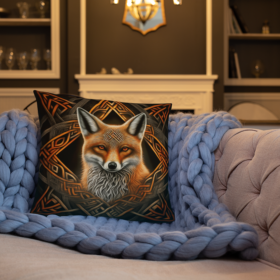 Thumbnail: Celtic fox pillow with insert - gothic witchy house - pentagram wicca wiccan